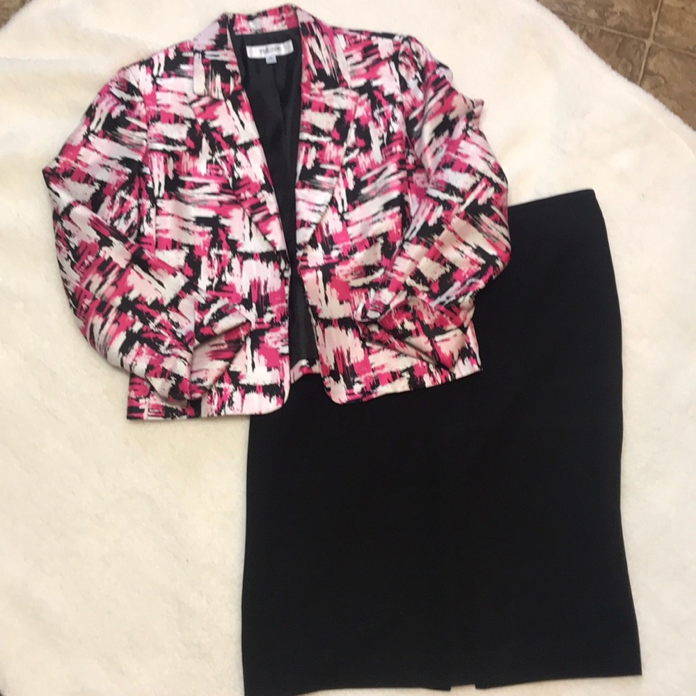 Pink and black skirt suit set